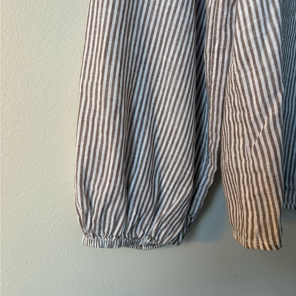 Banana Republic Cream and Navy Pinstripe Long-Sleeve Blouse - Picture 5 of 10